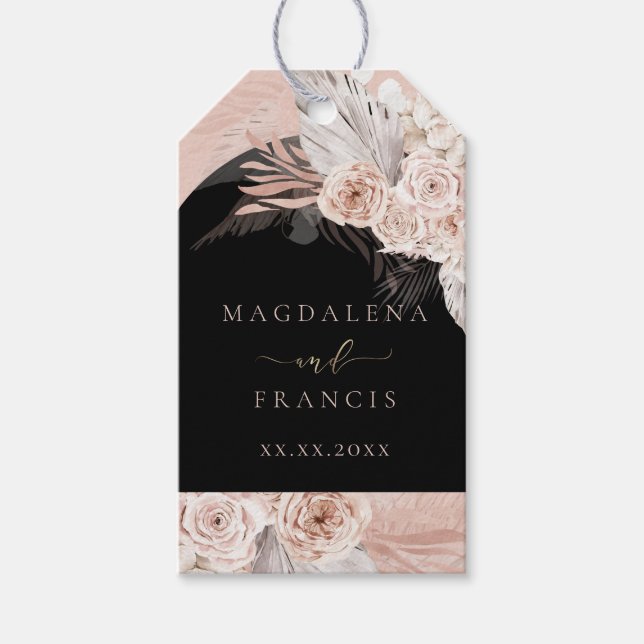Etiqueta Para Presente casamento do boho floral Black Arch (Frente)