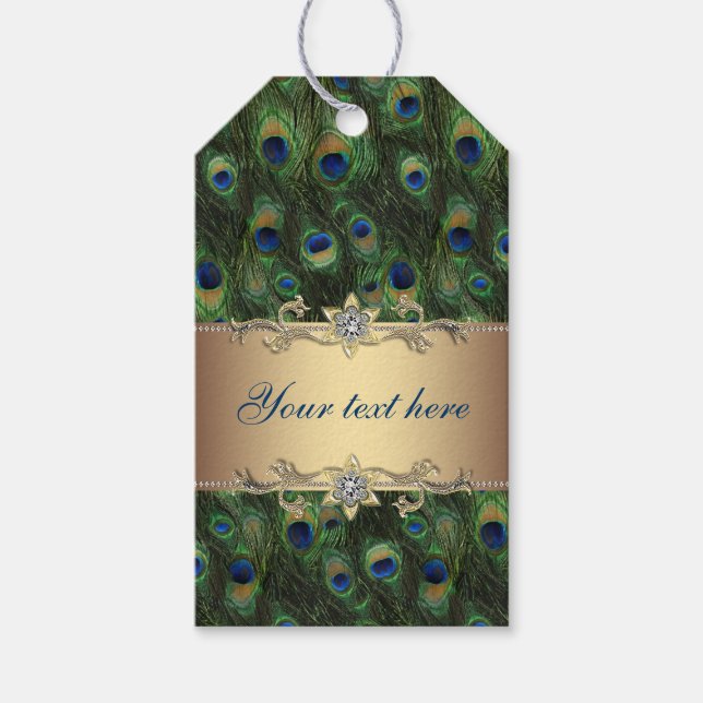 Etiqueta Para Presente Casamento do Pavão Dourado (Frente)