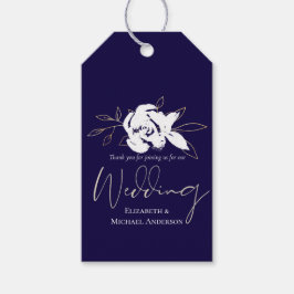 Etiqueta Para Presente Casamento Dourado Azul-Marinho Elegante