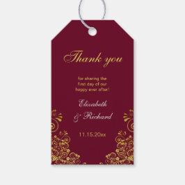Etiqueta Para Presente Casamento Dourado Clássico Burgundy - Sujeiras Obr