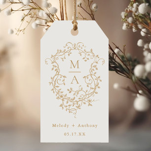 Etiqueta Para Presente Casamento Dourado Clássico de Crest Francês