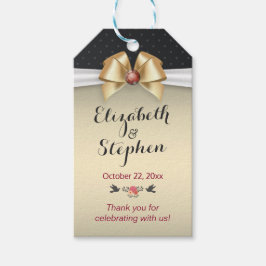 Etiqueta Para Presente Casamento Dourado com Diamante Vermelho de Fita Ob