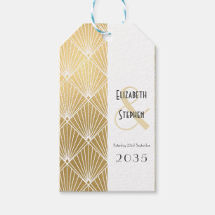Etiqueta Para Presente Casamento Dourado do Elegante Gatsby Art Deco 1920