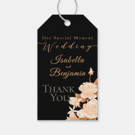 Etiqueta Para Presente Casamento Dourado e elegante de Rosa negro