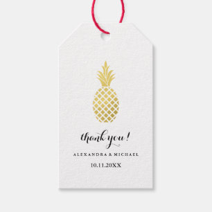Etiqueta Para Presente Casamento Dourado elegante do abacaxi