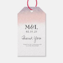 Etiqueta Para Presente Casamento Ecológico Ombre Glitter Púrpura Rosa