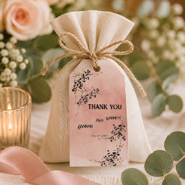Etiqueta Para Presente Casamento Elegância Botânica Rosa Empoeirado