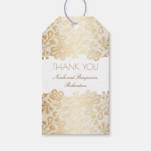 Etiqueta Para Presente Casamento elegante branco do laço Dourado