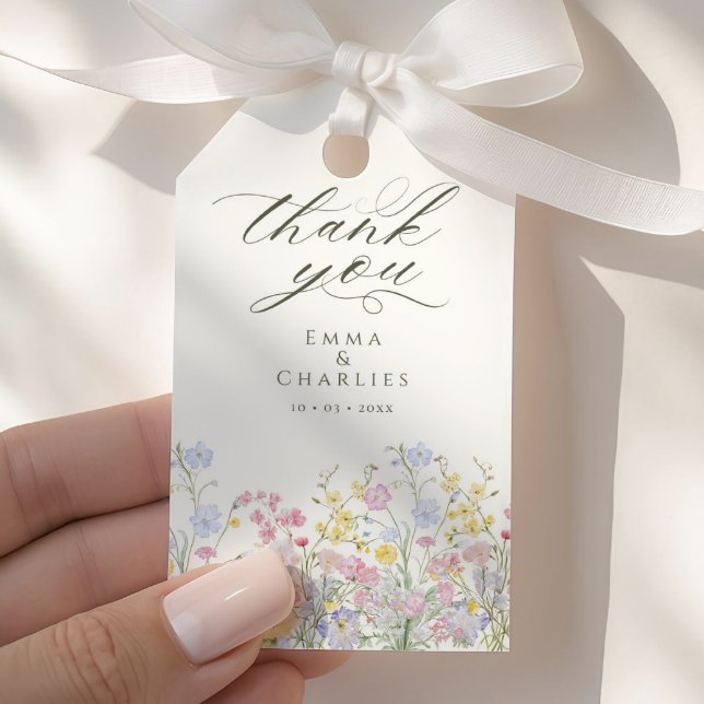 Etiqueta Para Presente Casamento Elegante Caligrafia Boho Flores Silvestr (Criador carregado)