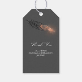 Etiqueta Para Presente Casamento Elegante de Pena Dourada rosa