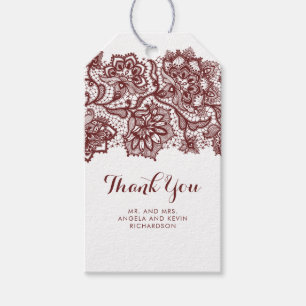 Etiqueta Para Presente Casamento elegante do laço de Borgonha