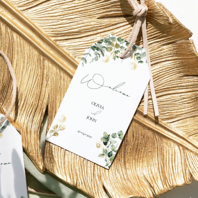 Etiqueta Para Presente Casamento Elegante Eucalyptus Calliografia (Criador carregado)