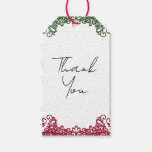 Etiqueta Para Presente Casamento Elegante Fiesta Verde e Vermelho