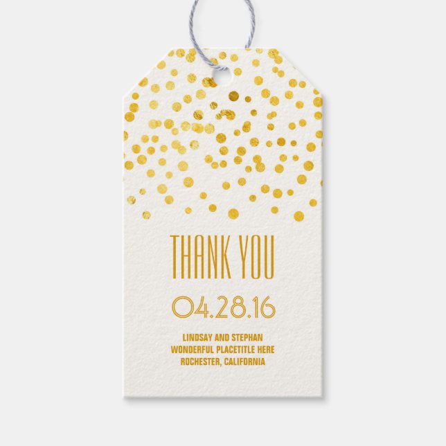 Etiqueta Para Presente Casamento Elegante Gold Foil Confetti (Frente)