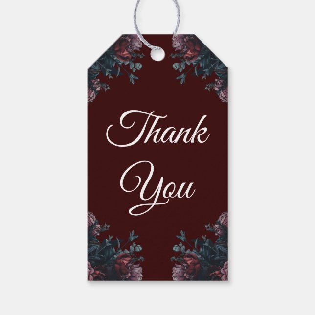 Etiqueta Para Presente Casamento Elegante Mauve Gothic da Maroon Escuro (Frente)