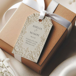 Etiqueta Para Presente Casamento em Estilo Barroco Elegante Estampado