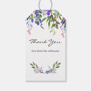 Etiqueta Para Presente Casamento em Ultra Violeta Aquarela Floral Obrigad