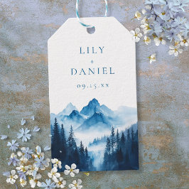 Etiqueta Para Presente Casamento entre Montanhas Rustic Boho Blue Waterco