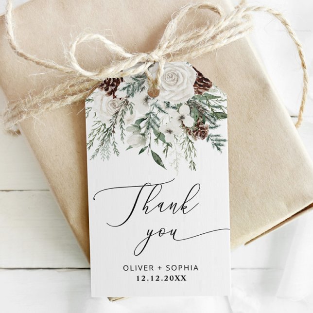 Etiqueta Para Presente Casamento evergreen festivo de inverno (Criador carregado)