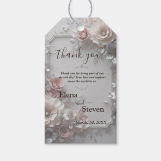 Etiqueta Para Presente Casamento Floral 3D Rustic Elegant