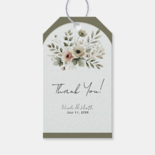 Etiqueta Para Presente Casamento Floral Aquarela Verde Oliva Caqui