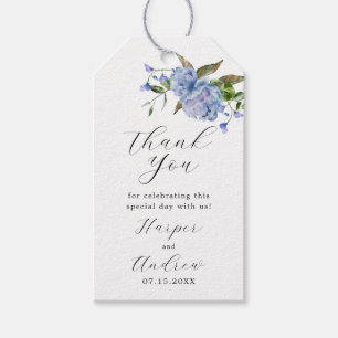 Etiqueta Para Presente Casamento Floral Azul Obrigado