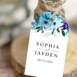 Etiqueta Para Presente Casamento floral azul roxo na moda primavera poeir