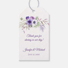 Etiqueta Para Presente Casamento Floral Branco Lavanda Roxo Obrigado |