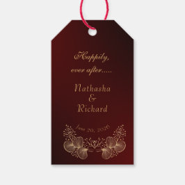 Etiqueta Para Presente Casamento Floral Burgundy e Dourado Elegante