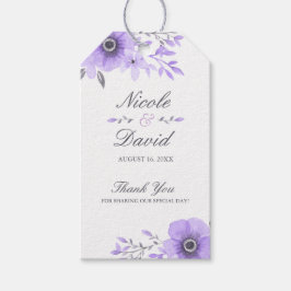 Etiqueta Para Presente Casamento Floral com Púrpura e Cinza