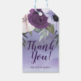 Etiqueta Para Presente Casamento Floral de Aguarela Roxo Lavanda Moderno