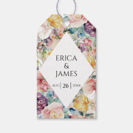 Etiqueta Para Presente Casamento Floral de Aquarela Elegante