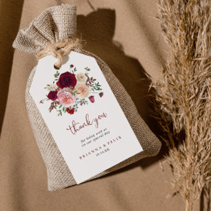 Etiqueta Para Presente Casamento Floral De Blush Rosa Brilhante Obrigado