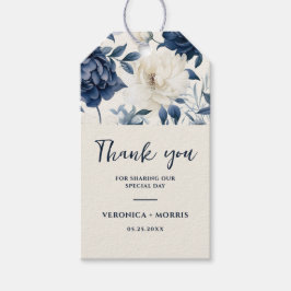 Etiqueta Para Presente Casamento floral de cor azul-marinho Dusty e branc