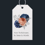 Etiqueta Para Presente Casamento Floral de Coral, Marinho e Prata<br><div class="desc">Coral - pêssego rústico e etiquetas de presentes florais de cor azul-d-água marinho com folhagem de prata de folha falsa projetada para ser rápida e facilmente personalizada de acordo com as suas especificações de evento.</div>
