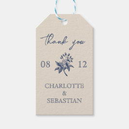 Etiqueta Para Presente Casamento floral de fronteira azul de Vintage