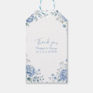 Etiqueta Para Presente Casamento Floral de Hortênsia Azul Elegante