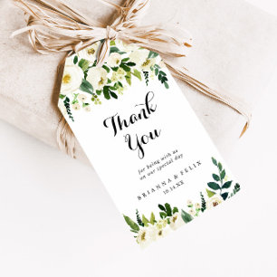 Etiqueta Para Presente Casamento Floral De Outono Branco Verde Obrigado