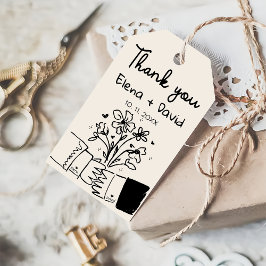 Etiqueta Para Presente Casamento Floral Desenhado à Mão Caprichoso Agrade