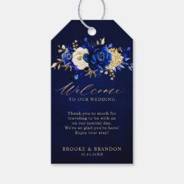 Etiqueta Para Presente Casamento Floral Dourado Amarelo Azul Real Boas-vi