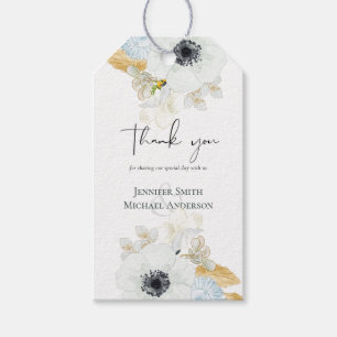 Etiqueta Para Presente Casamento Floral Dourado de marinho Branco