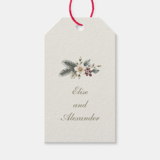 Etiqueta Para Presente Casamento Floral em Aquarela Botânica de Inverno