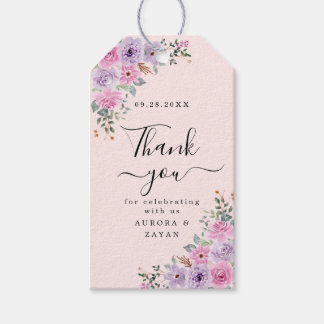 Etiqueta Para Presente Casamento Floral em Aquarela Rosa Elegante