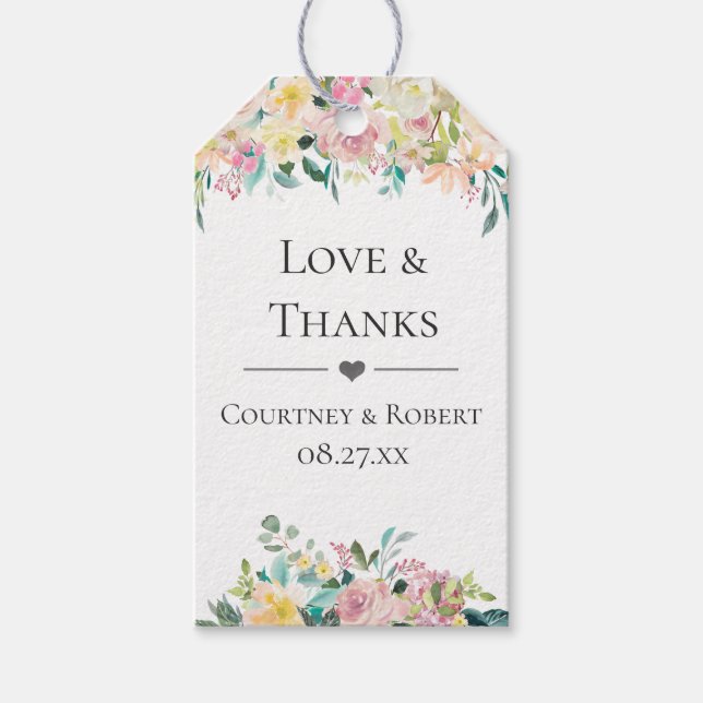 Etiqueta Para Presente Casamento Floral Pastel Summer Obrigado (Frente)