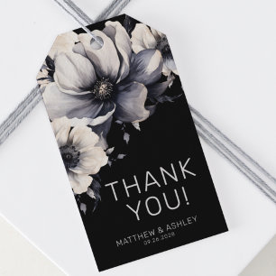 Etiqueta Para Presente Casamento Floral Preto Moderno Elegante Simples