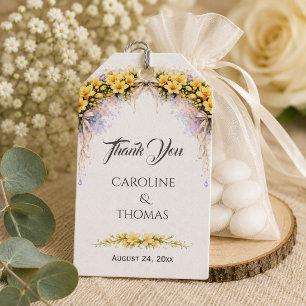 Etiqueta Para Presente Casamento Floral Romântico Amarelo Canário de Free