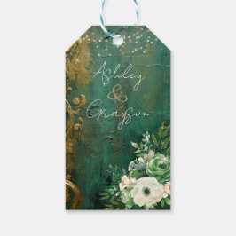 Etiqueta Para Presente Casamento Floral Romântico Emerald Green