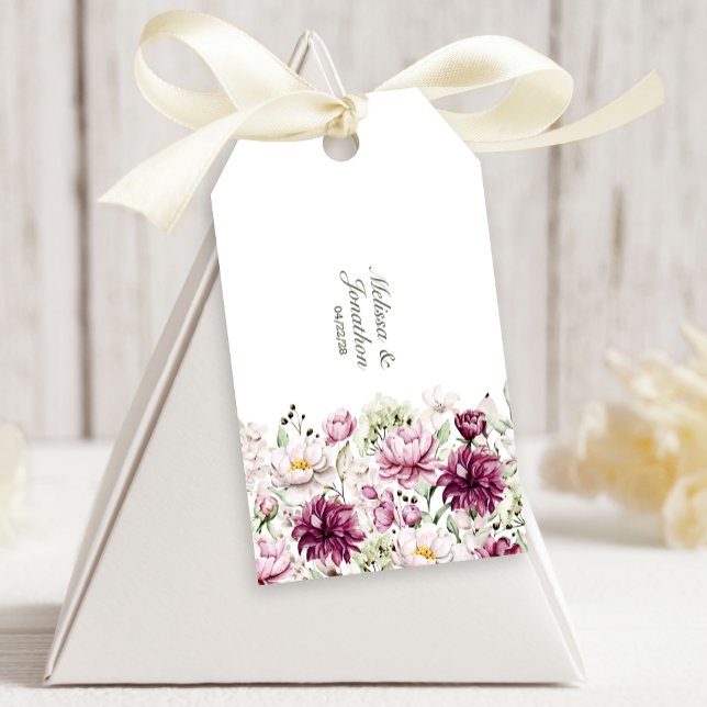 Etiqueta Para Presente Casamento Floral Rosa Burgundy (Criador carregado)