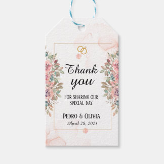 Etiqueta Para Presente Casamento floral rosa moderno