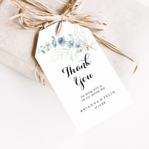 Etiqueta Para Presente Casamento Floral Russo Eucalyptus Dourado Obrigado
